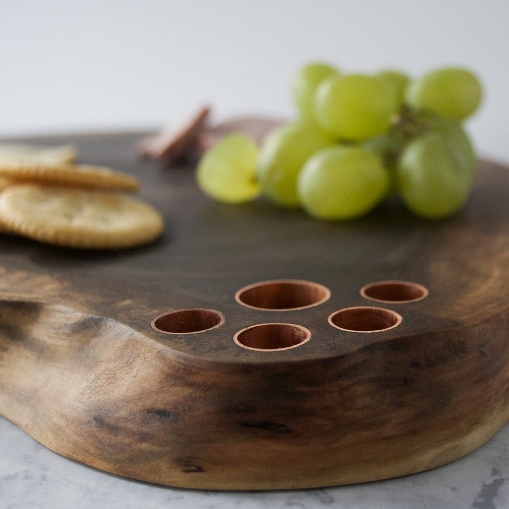 Round Live Edge Serving Board Walnut & Copper Wiley Concepts